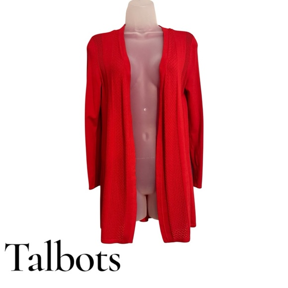 Talbots Sweaters - Talbots Vibrant Red Open-Front Lightweight Cardigan XSMALL #1